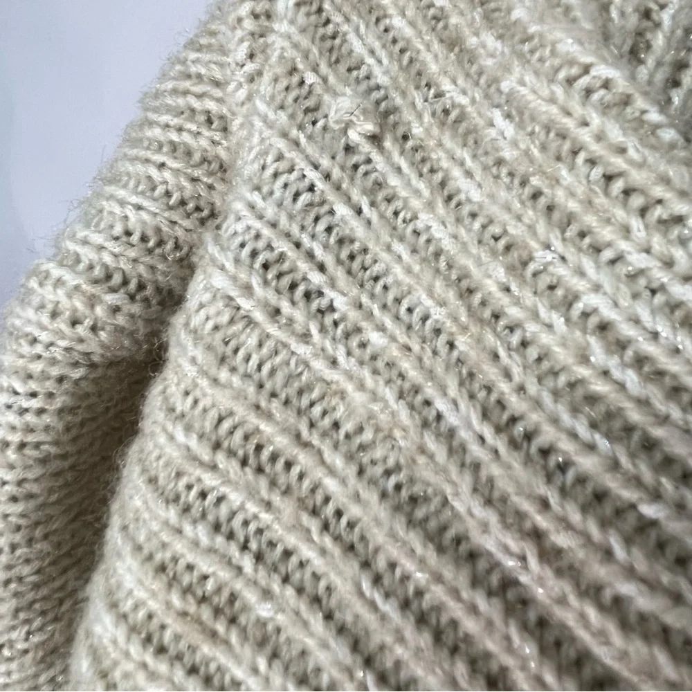 Ana A New Approach Thick Cream Tan Colored Sweater Cardigan Sz Small Oversized